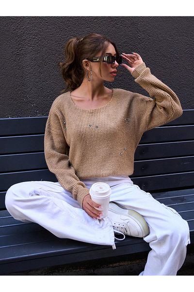 NİLZA Oversize Square Collar Knitwear Sweater