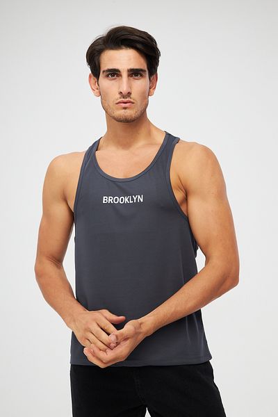YÜKSEL IŞIK Men's Athlete Tank - Anthracite Printed Color