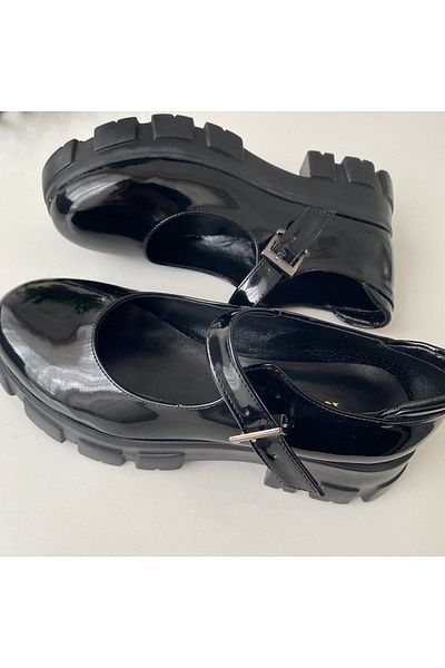 DEEFWEAR Black Patent Leather Harajuku Style Lolita Shoes
