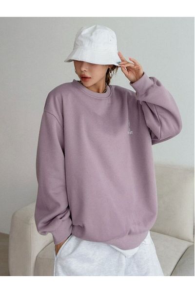 Know Women's 3 Thread Lilac Purple Bright Future Printed Crew Neck Sweatshirt