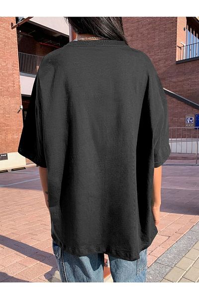 Know Μπλουζάκι Blooming Vitality Printed Μαύρο Oversize