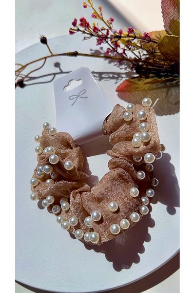 NEHİRDEN Tulle and Pearl Bagel Rubber Buckle