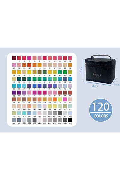 Dodocool 120-Piece Dual-Ended Touch Marker Art Pen Set in a Portable Bag