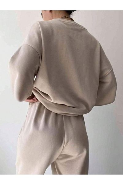 Know Women's 3 Thread Mink Mcllctn Printed Crew Neck Oversize Sweatshirt