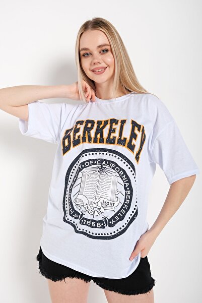 Know Women's White Oversize Berkeley Printed T-shirt