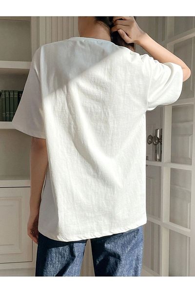 Know Γυναικείο μπλουζάκι White Zero In Your Target με στάμπα oversize