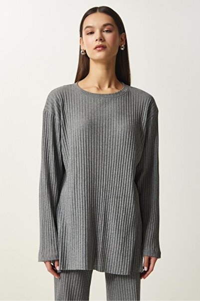 Know Női füstölt zsinóros kötött blúz nadrág szett