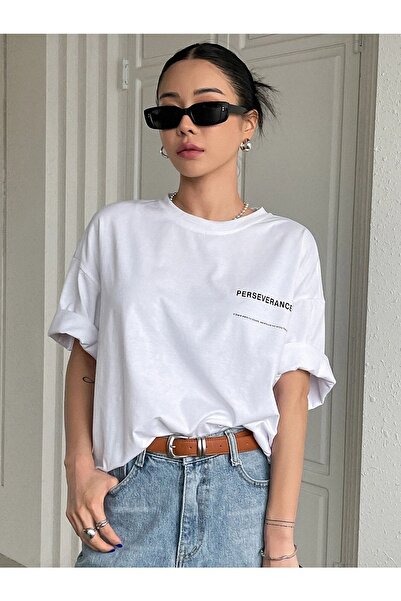 Know Жіночий білий оверсайз-футболка з принтом Perseverance