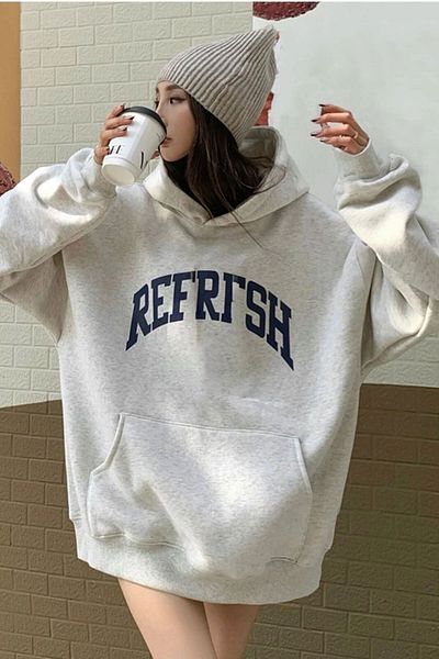 Know Refrfsh 3-fädiges graues Übergroßes Kapuzensweatshirt - Dicker Winterhoodie
