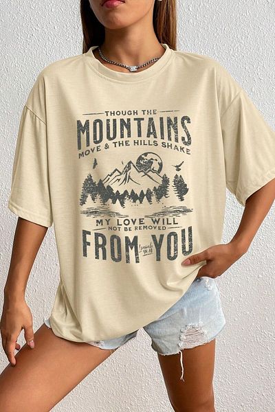 Know Női bézs Mountains nyomott nagyméretű póló
