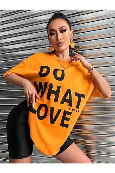 Know Γυναικείο μπλουζάκι πορτοκαλί Do What Printed Oversize