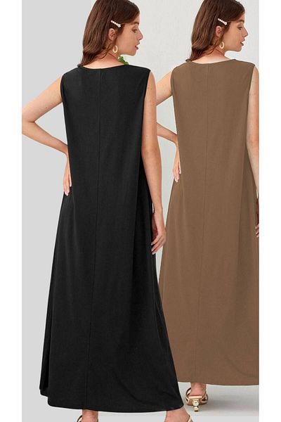 Know Šaty s česanou podšívkou ze 100% bavlny ve dvou baleních Black-Camel