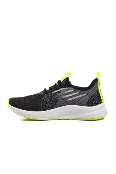 WALKWAY Ravello Unisex Sports Shoes - Black, White, Phosphor Yellow Mesh
