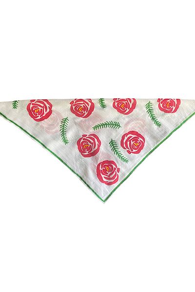 leillART White Rose Patterned Cotton Women's Hair Bandana