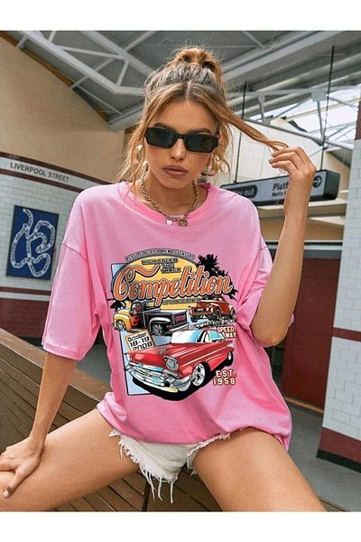 Know Női Pink Competition Nyomtatott Oversize póló