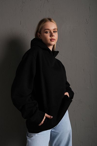 Know Dámská černá oversize mikina s kapucí