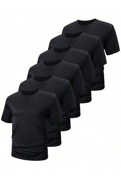 Know Unisex 6 Pack Απλό υπερμεγέθη μπλουζάκι μαύρο
