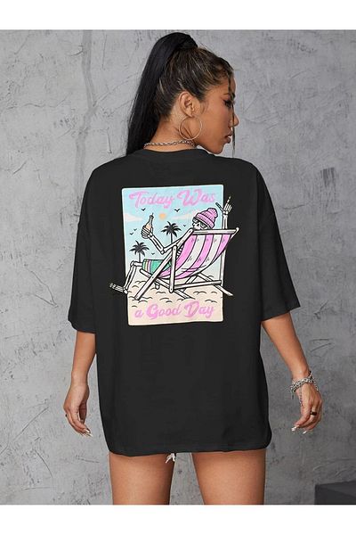 Know Tricou oversize cu imprimeu Black Today pentru femei