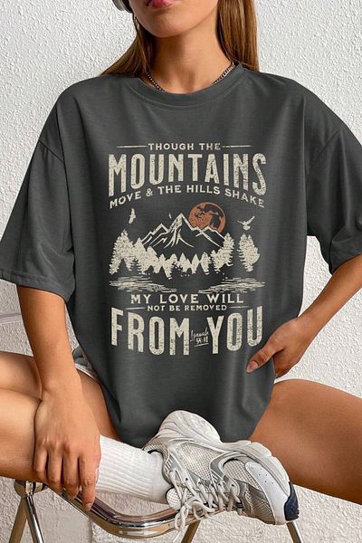 Know Γυναικείο μπλουζάκι Smoked Mountains με στάμπα oversize