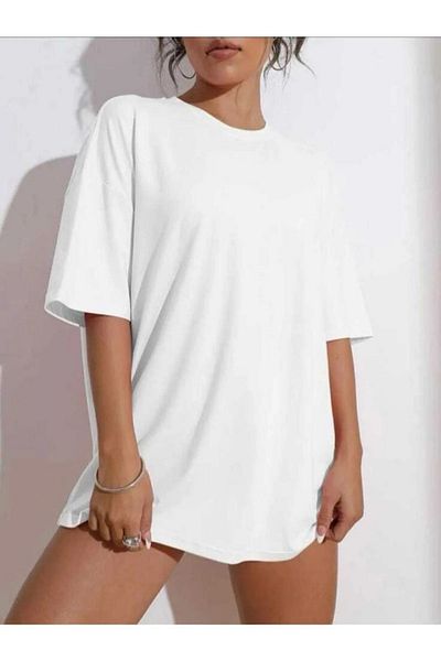 Know Tricou oversize cu imprimeu White Wish Happy Everyday pentru femei