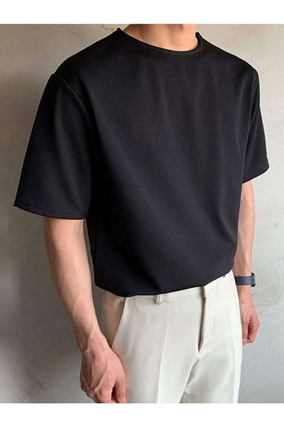 Know Μαύρο Oversize ανδρικό μονόχρωμο μπλουζάκι