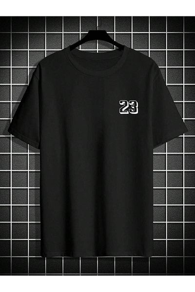 Know Schwarzes Oversize-T-Shirt mit International 23-Print für Herren