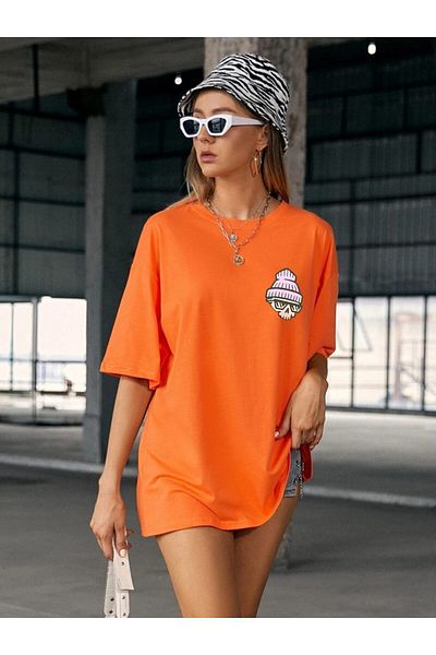 Know Women's Orange Today Was Printed Oversize T-Shirt