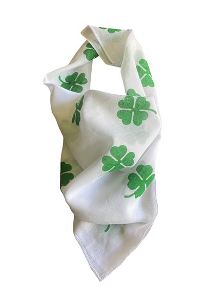 leillART White Clover Patterned Cotton Women's Hair Bandana