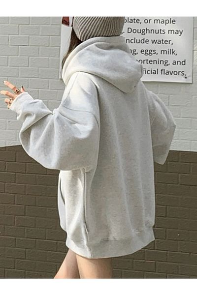 Know Refrfsh 3-fädiges graues Übergroßes Kapuzensweatshirt - Dicker Winterhoodie