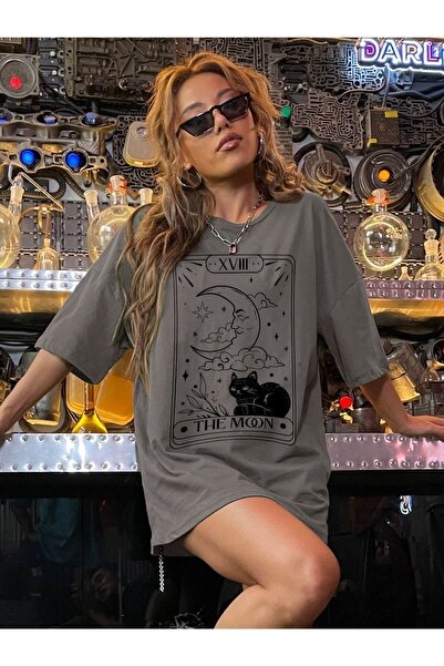 Know Γυναικείο μπλουζάκι Smoked The Moon με στάμπα Oversize Crew Neck