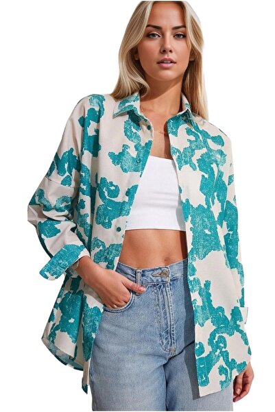 Cassime Model verde Off-White - Cămașă oversize pentru femei