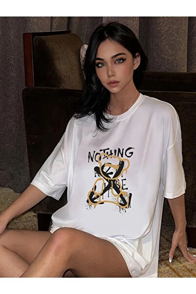 Know Жіноча біла футболка великого розміру Nothing Else