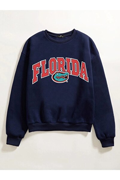 Know Dámská mikina v námořnické modré oversize Florida Crocodile s potiskem