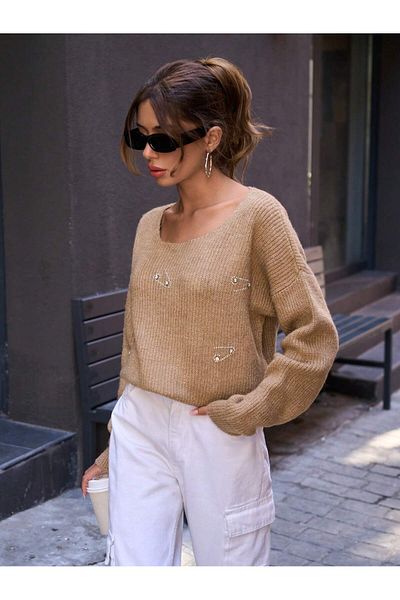 NİLZA Oversize Square Collar Knitwear Sweater