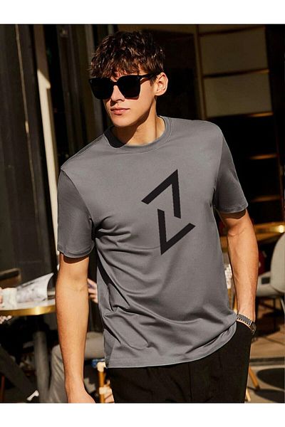 Know Ανδρικό T-shirt Smoked V εμπριμέ μπλουζάκι Oversize