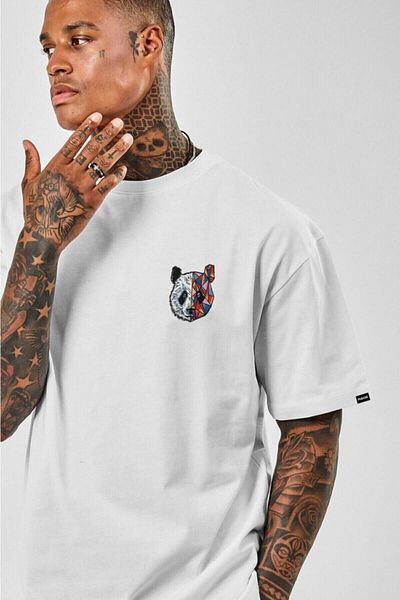 Know Tricou alb cu imprimeu panda oversize