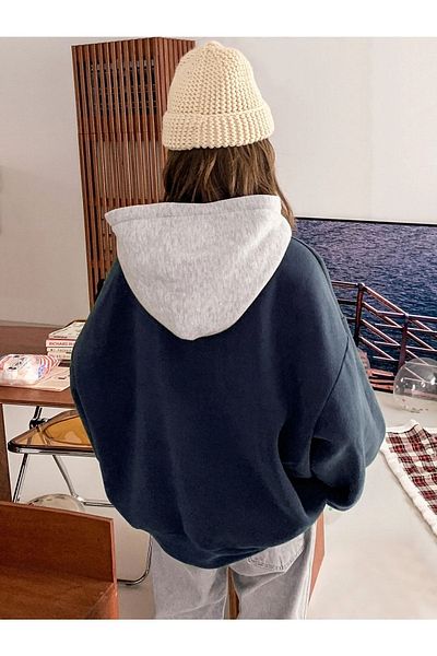 Know Női 3 szálas sötétkék Suppose nyomott oversize pulóver