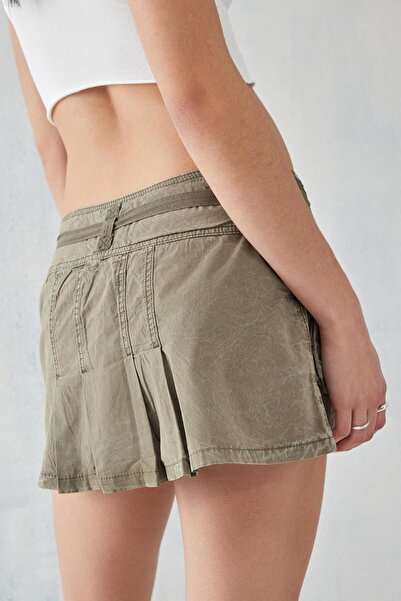 september island Khaki Utility Cargo Mini Kilt Skirt