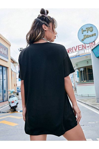 Know Tricou oversize cu imprimeu negru de vară cu mașini de curse pentru femei