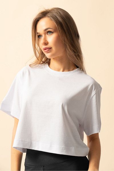 Know Dámské bílé oversize tričko Crew Neck Crop