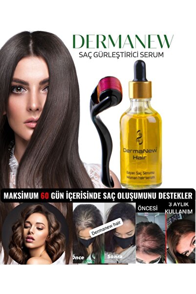 dermanew hair Dermanewhair Kadınlara Özel Saç Gürleştirici Losyon / 1 Losyon Roller / 1x50ml