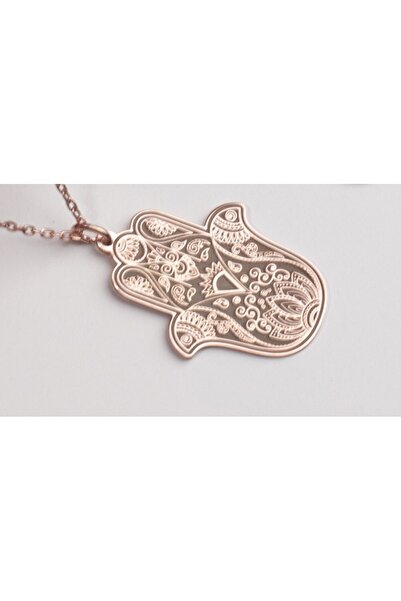 DECOVIENO Hz. Fatıma Ana Eli 925 Ayar Gümüş Kolye, Rose Gold Kaplama Kolye