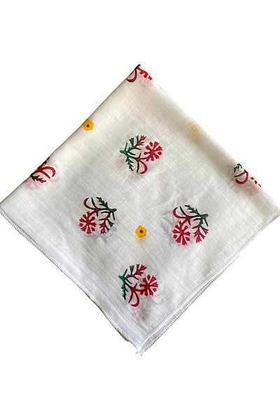 leillART White Floral Patterned Cotton Women's Hair Bandana