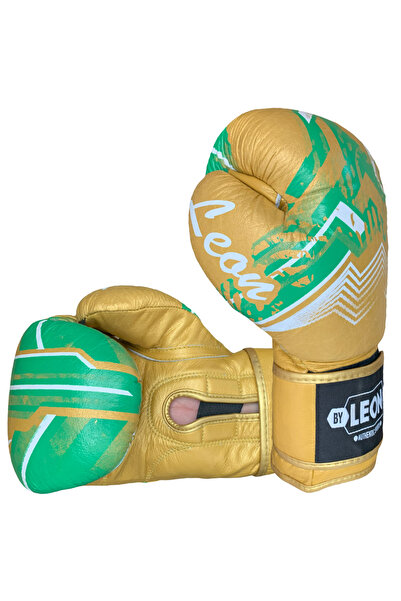 By Leon 1982 Leon Sword Deri Kick Boks ve Muay Thai Eldiveni Altın-Yeşil