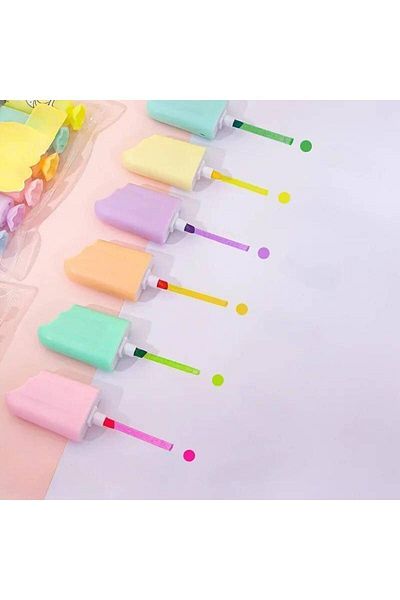 MAB 6 Colors Mini Ice Cream Highlighter Set - Cute School Gift and Highlighter