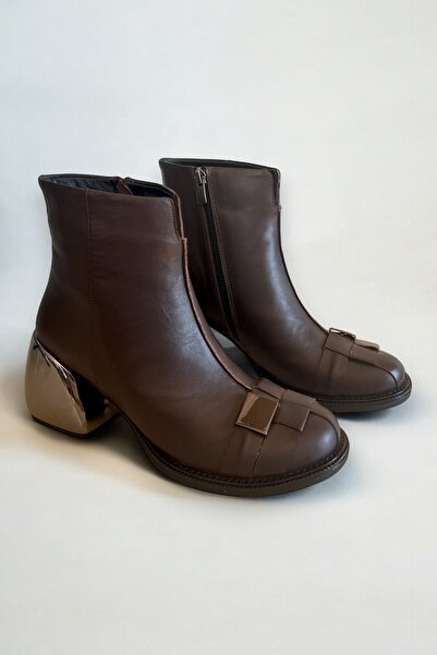 ERS Air Comfort حذاء بكعب نسائي بني من الجلد الطبيعي - K.164-052