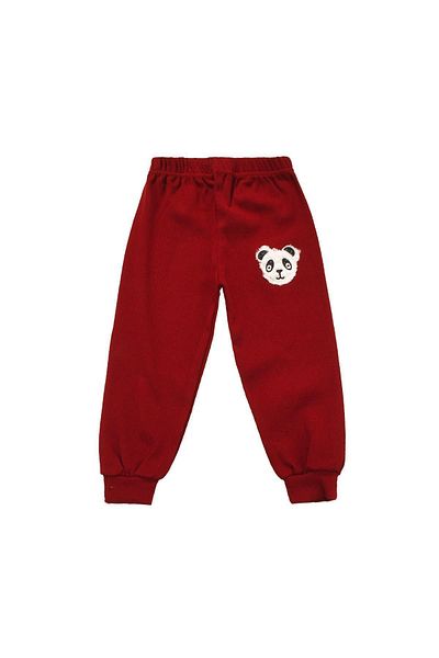 Canix Panda Embroidered Unisex Baby Bottom Claret Red
