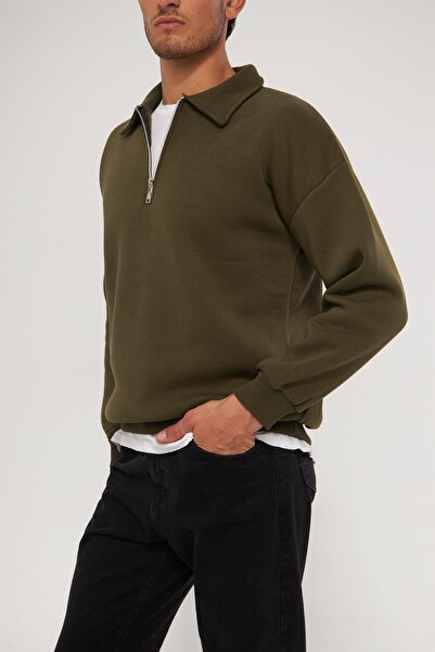 GHASSY CO. Ghassy Co. Ανδρικό φούτερ με λαιμόκοψη με μισό φερμουάρ