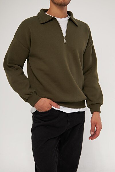 GHASSY CO. Ghassy Co. Ανδρικό φούτερ με λαιμόκοψη με μισό φερμουάρ