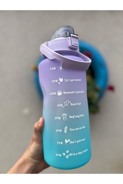 Demirhan Group Motivational Water Bottle 2 Liter Water Bottle Water Bottle 2 Liter Tritan Sports Gym Water Bottle Bpa Free